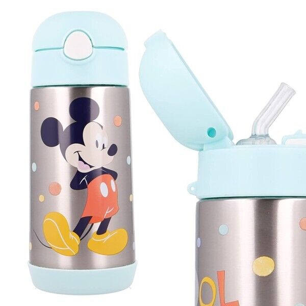 Borraccia Pop Up Bottiglia In Acciaio Topolino Con Cannuccia 530 Ml Mickey Mouse