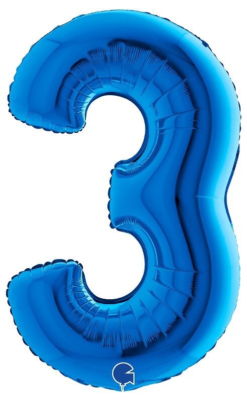 GIOCATTOLO Palloncino Mylar 40'' (100CM) Numero 3 Blue