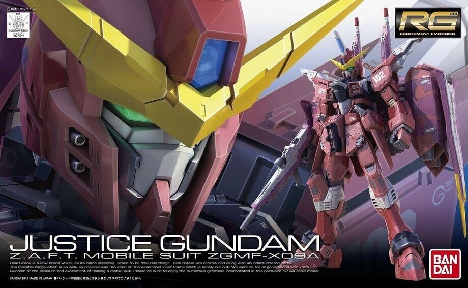 GUNDAM 1/144 ZGMF-X09A Justice Gundam Model Kit RG #09 Bandai Gunpla Nuovo NEW