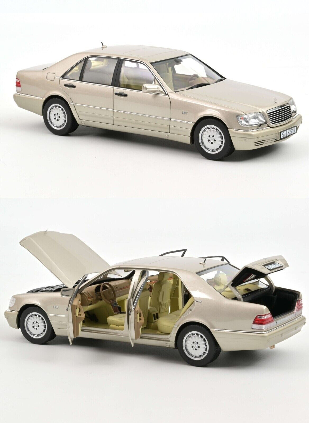 Mercedes Benz S600 1997 Smoke Silver Metallic 1/18 183723 Norev