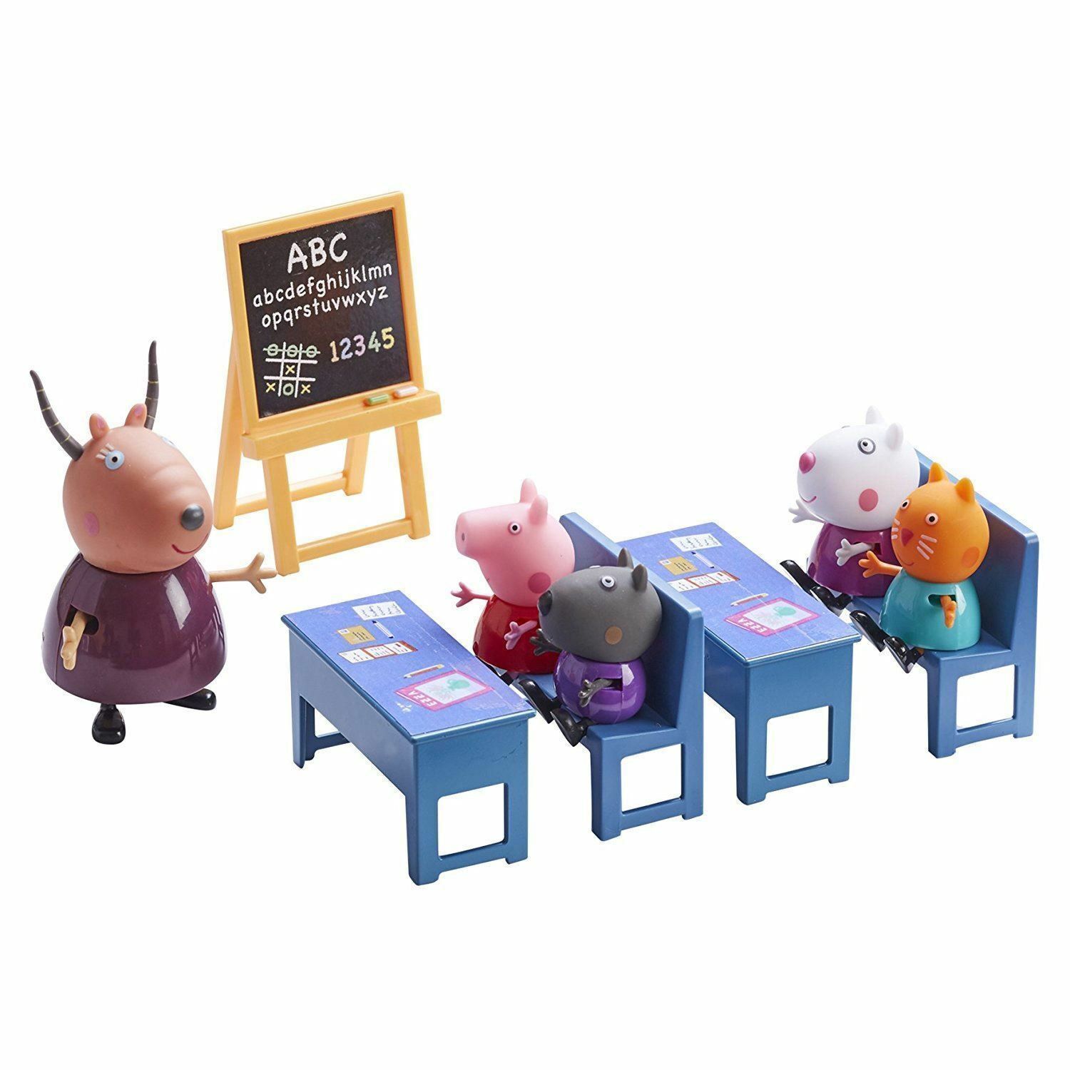 Peppa Pig Aula Set Gioco Giocattolo Con + Signora Gazelle Figure Giocattoli