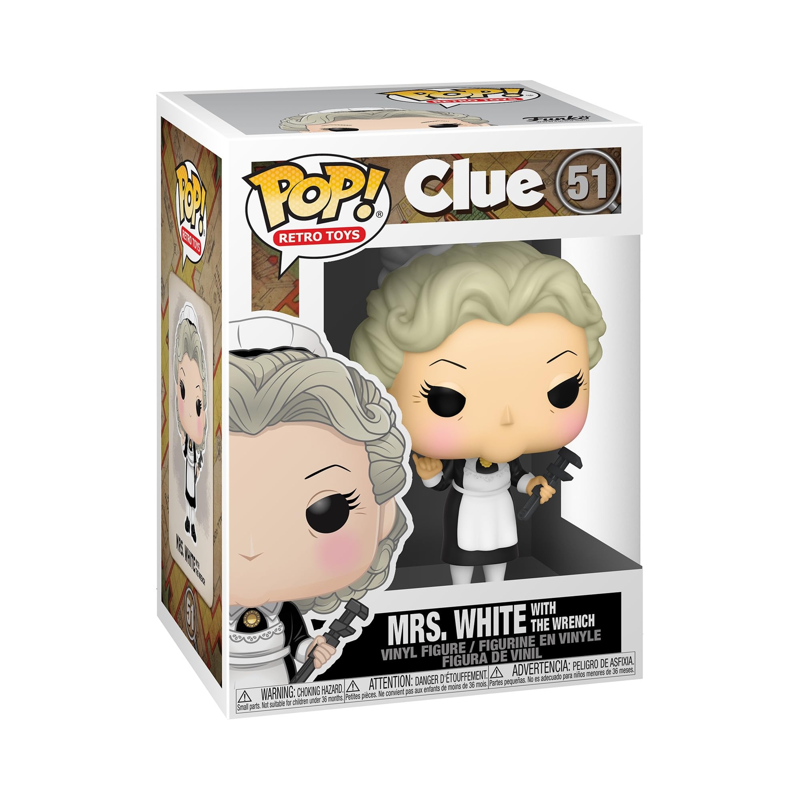 Funko Pop! Vinyl: Clue-Mrs. WhiteWhite with Wrench - Figura in Vinile da Collezi