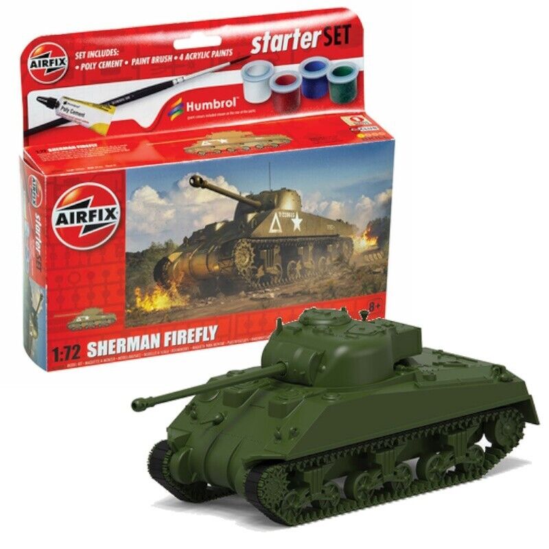 Airfix 1:72 Sherman Firefly Tank Modello Set Starter Pittura, Pennello E Colla