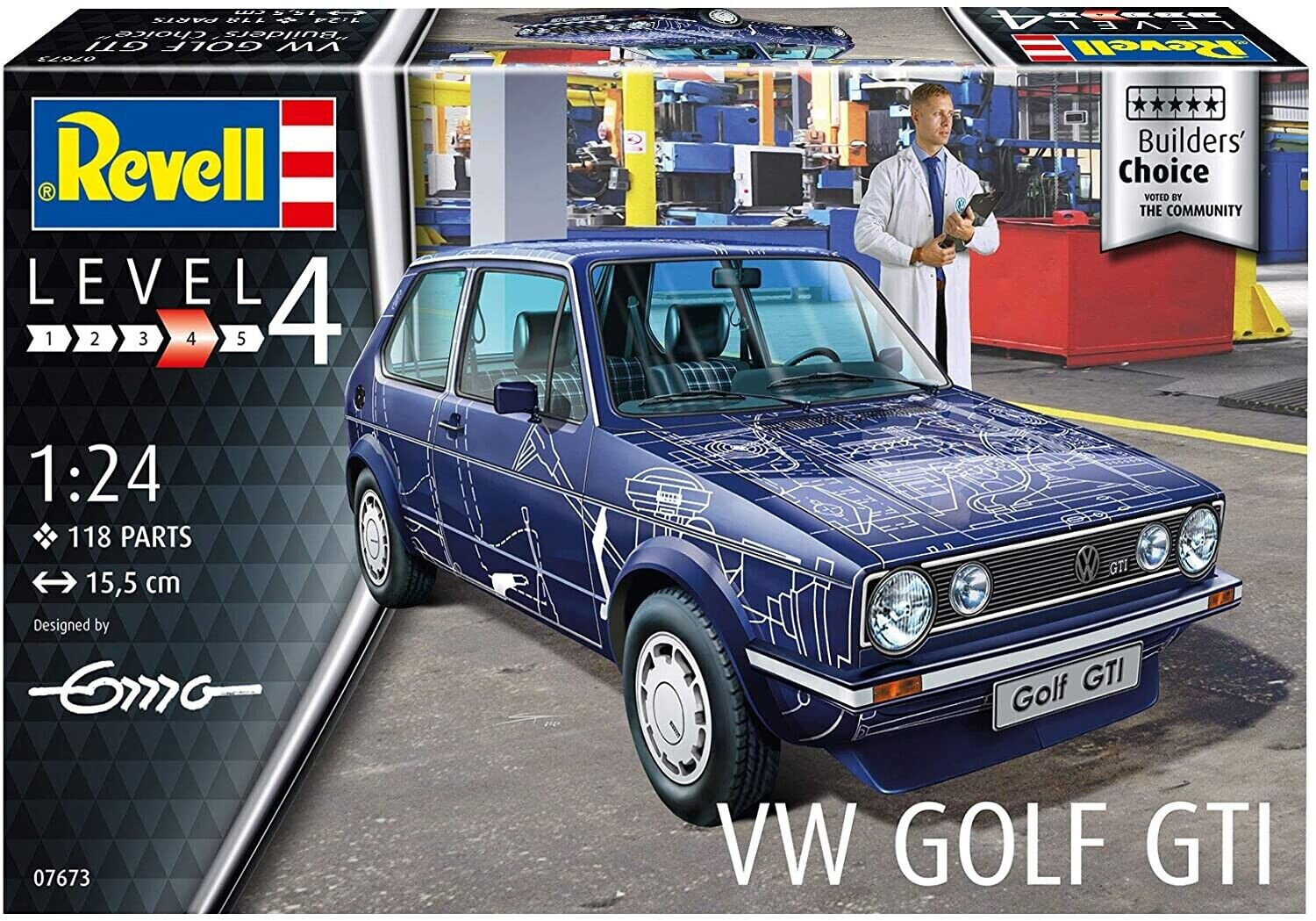 REVELL 1:24 KIT AUTO VOLKSWAGEN GOLF GTI  118 PARTI LUNGHEZZA  15,5 CM  07673