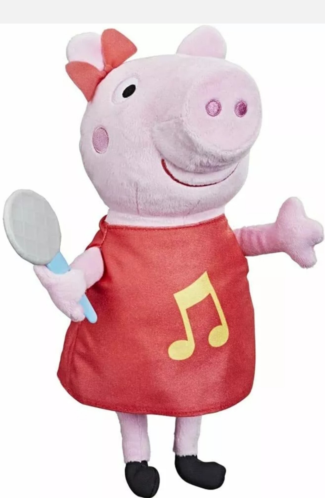 Peppa Pig Canta con Peppa Peluche che Canta Con Abito Rosso Scintillante e fiocc