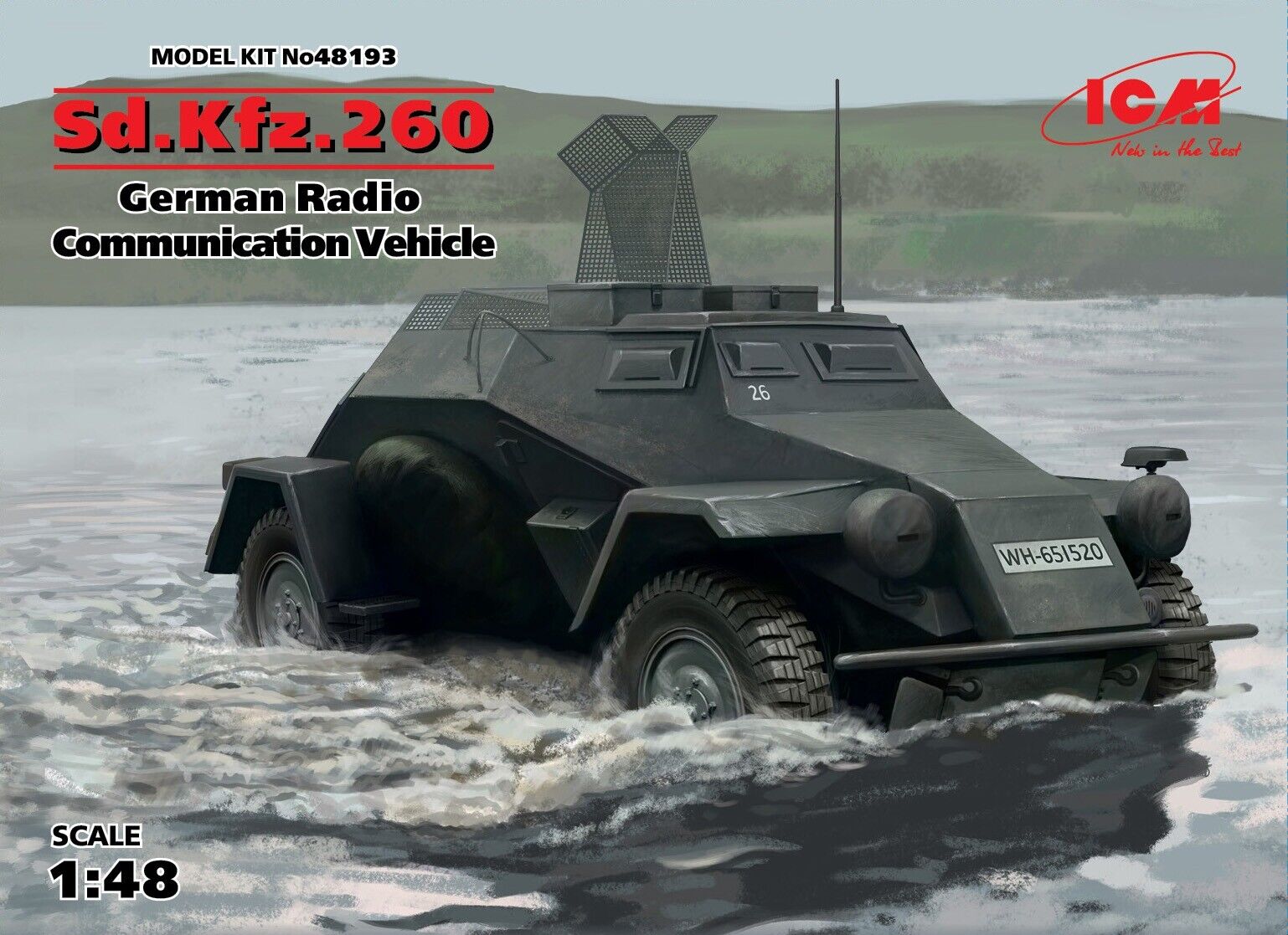 Sd.kfz.260, German Radio Communication Vehicle 1:48 Plastic Model Kit ICM