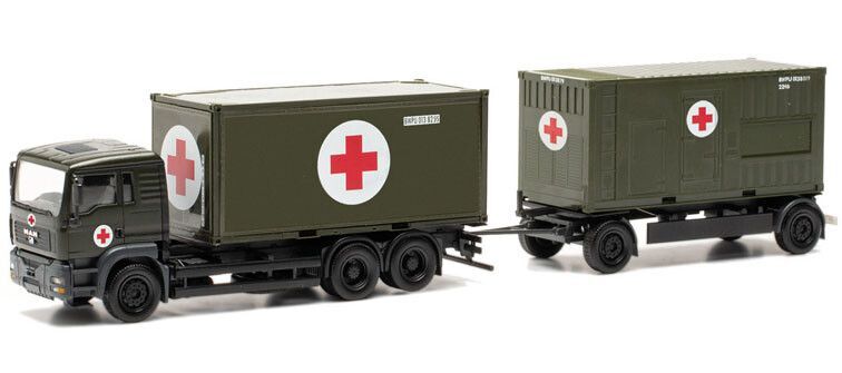 HERPA, MAN TGA 6x2 con rimorchio 1+1 SAN, 1/87,  HER747042