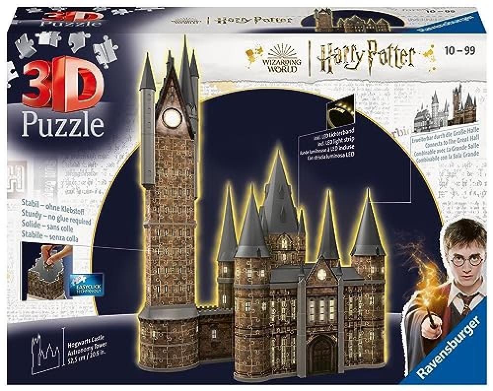 Ravensburger - 3D Puzzle Castello Di Hogwarts - Astronomy Tower, Night Edition,