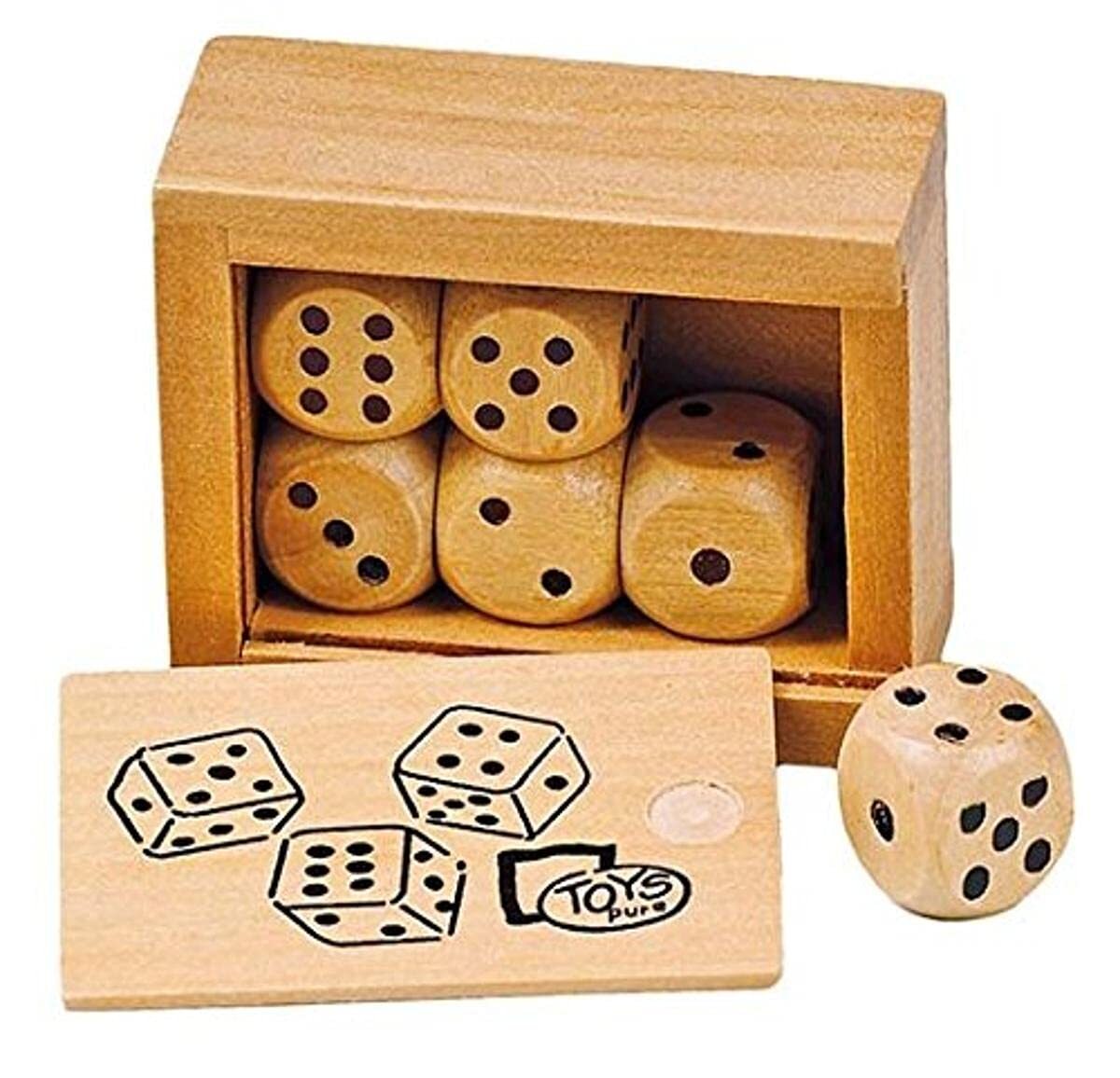 Toys Pure Goki HS239 Box with 6 Wooden Dice, Mixed, Medium