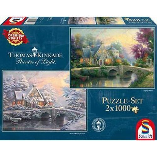 Schmidt SMT59468 2 Puzzle da 1000 Pezzi - Thomas Kinkade: Maniero Illuminato ed