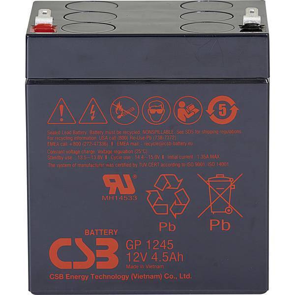 Csb battery gp 1245 standby usv gp1245f1 batteria al piombo 12 v 4.5 ah
