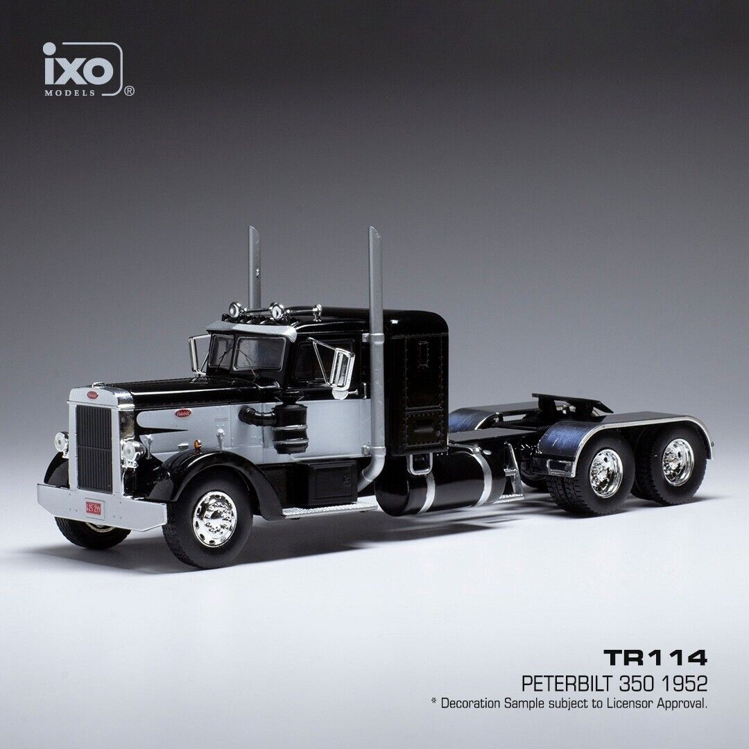 IXO 1/43 TR114 PETERBILT 350 1952 Nero/Bianco Black/White TRUCK TRACTOR CAB USA
