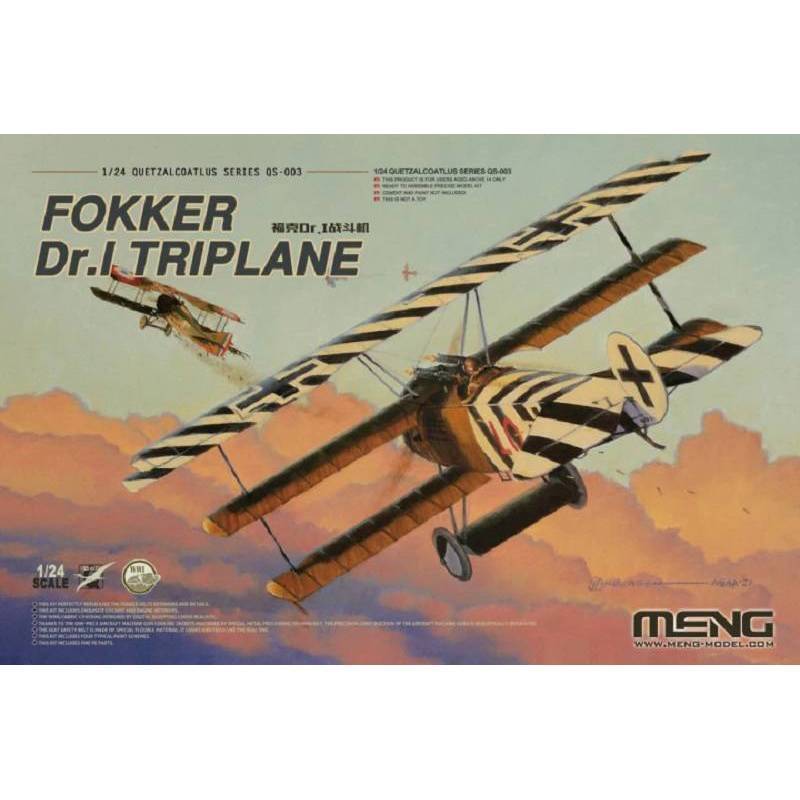 Modellino Aereo Fokker Dr.I Triplane MENG qs-003 1:24 Modellino Char Promo