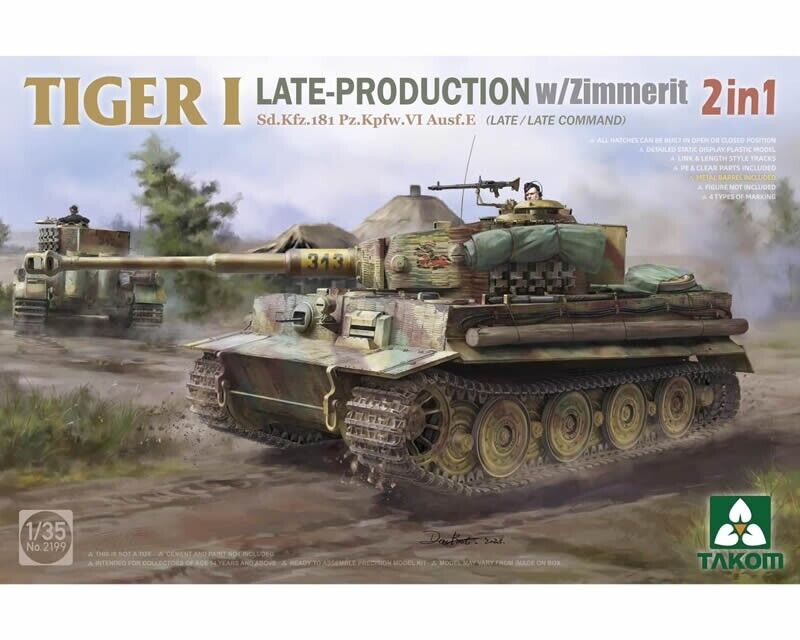 Takom Tiger I Late Production Sd.Kfz.181 Pz.Kpfw.VI Ausf.E 1:35 2199 modellismo