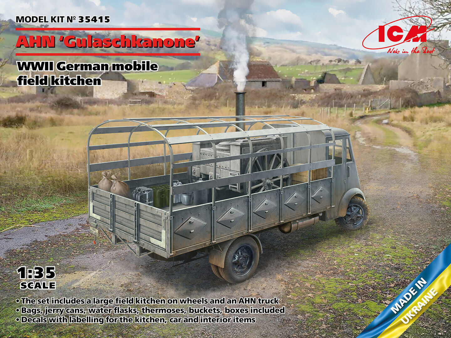Ahn Gulaschkanone WWII German Mobile Field Kitchen 1:35 Plastic Model Kit ICM