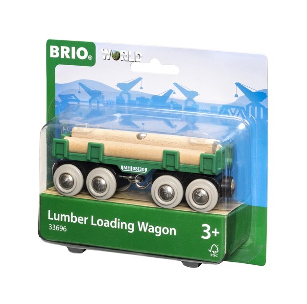 VAGONE PORTATRONCHI lumber loading wagon BRIO world TRENINO in legno 33696 età 3