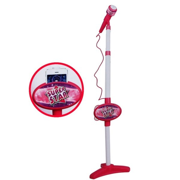 Microfono Giocattolo Con Asta Luci Ed Effetti Collegamento Per Lettore Musicale