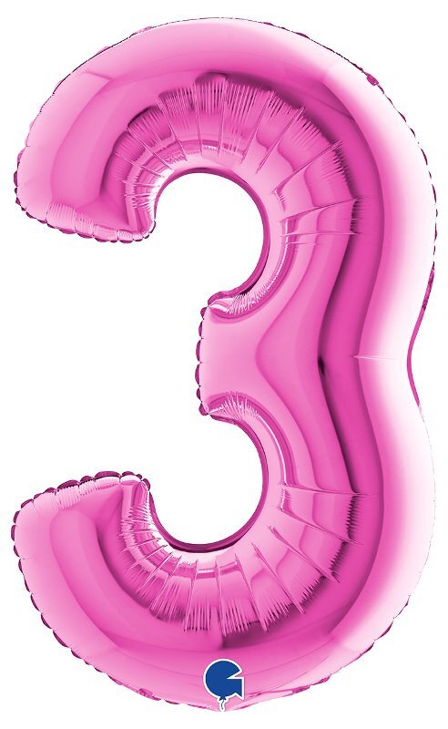 GIOCATTOLO Palloncino Mylar 40'' (100CM) Numero 3 Fuxia