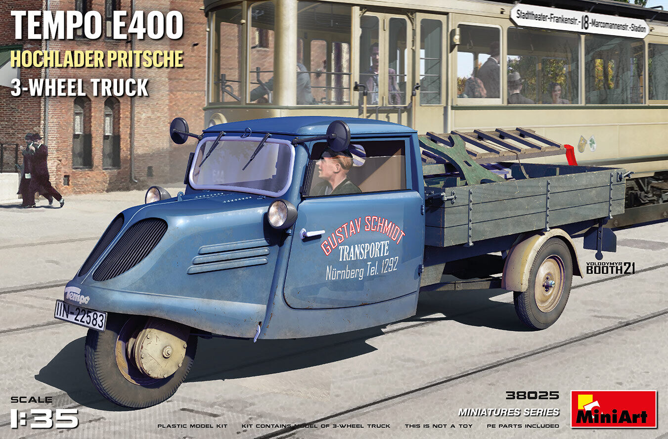 Tempo E400 Hochlader Pritsche 3-wheel Truck 1:35 Plastic Model Kit MINIART