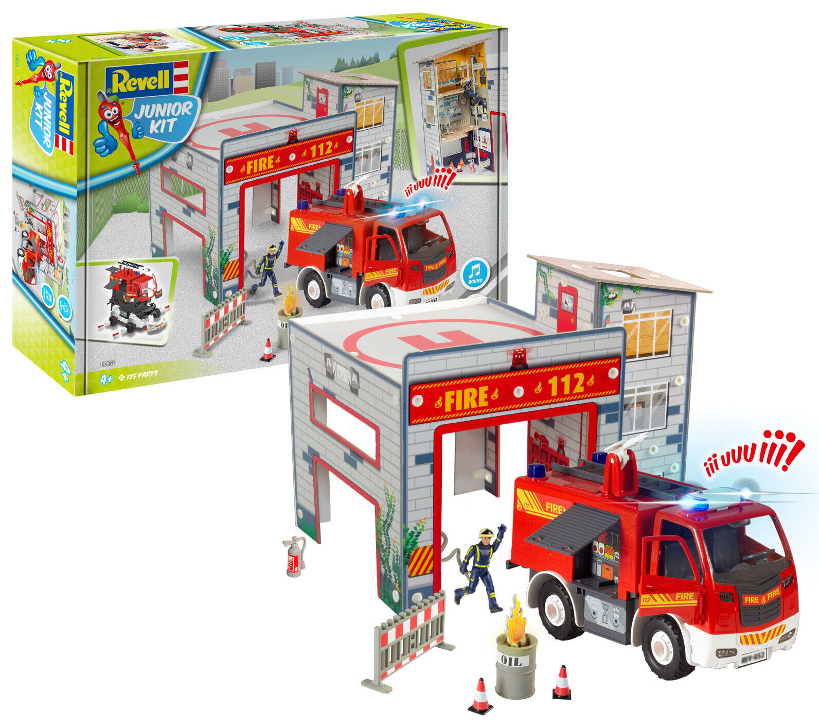 Junior Kit Playset Fire Truck & Fire Station 1:20 Plastic Model Kit REVELL