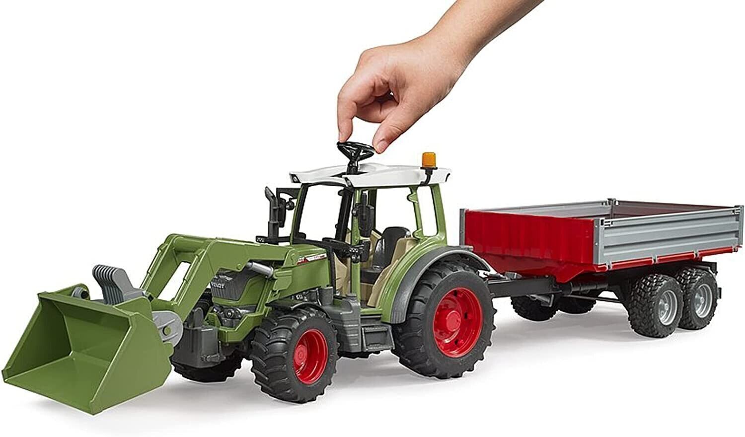 BRUDER Trattore Fendt Vario 211 con benna e rimorchio 02182