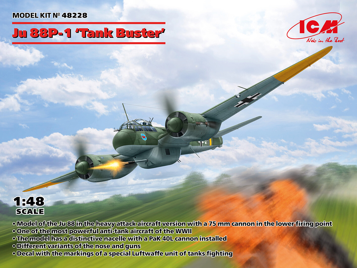 Ju 88p-1 Tank Buster 1:48 Plastic Model Kit ICM