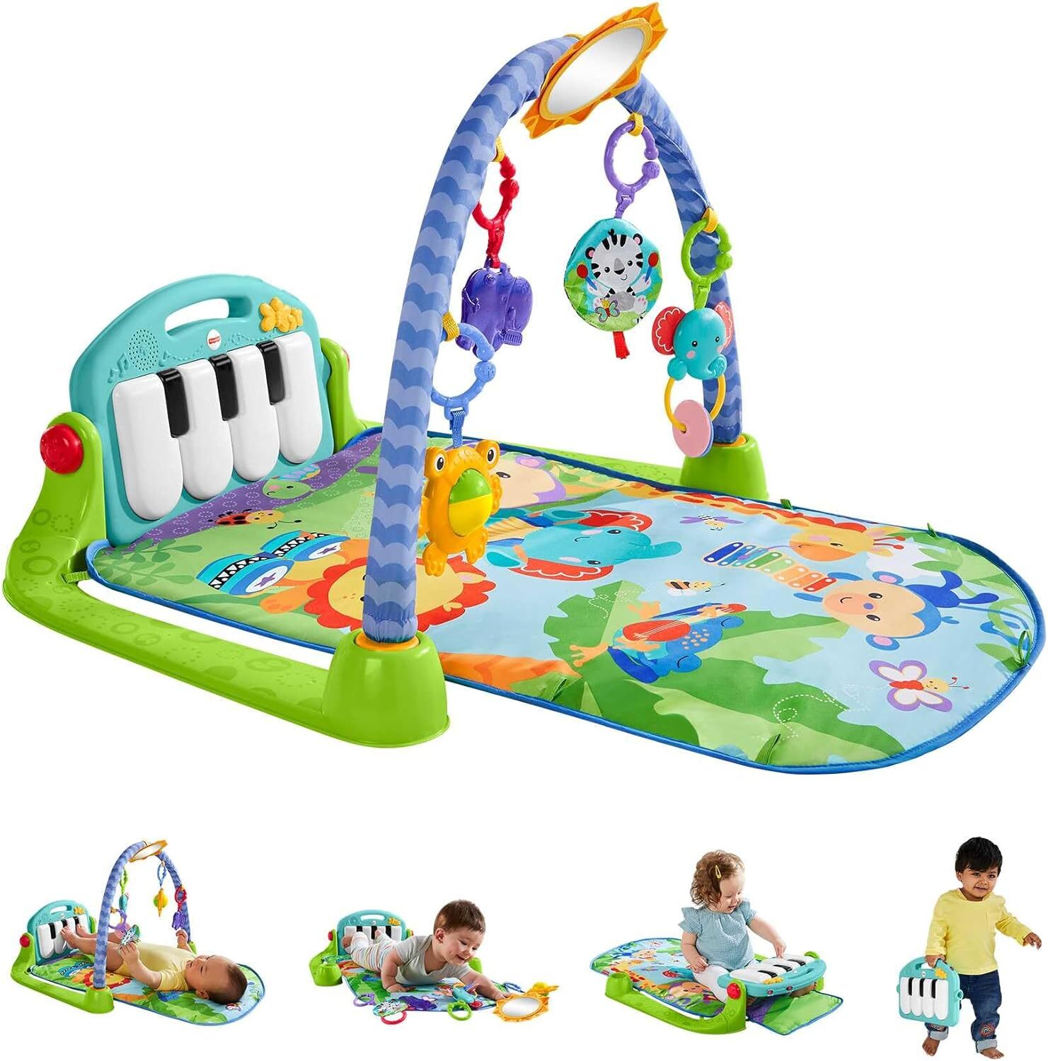 Fisher-Price- Palestrina Baby Piano 4-in-1 Verde/Blu con Pianoforte,...