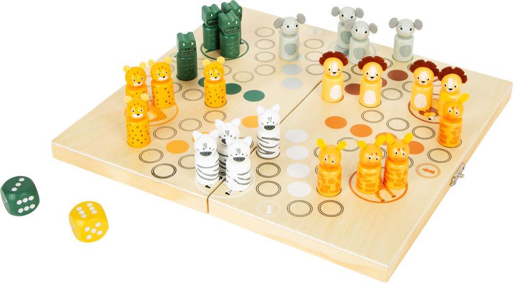 small foot 11765 Ludo "Safari", for six players, with steppe animals, foldable g