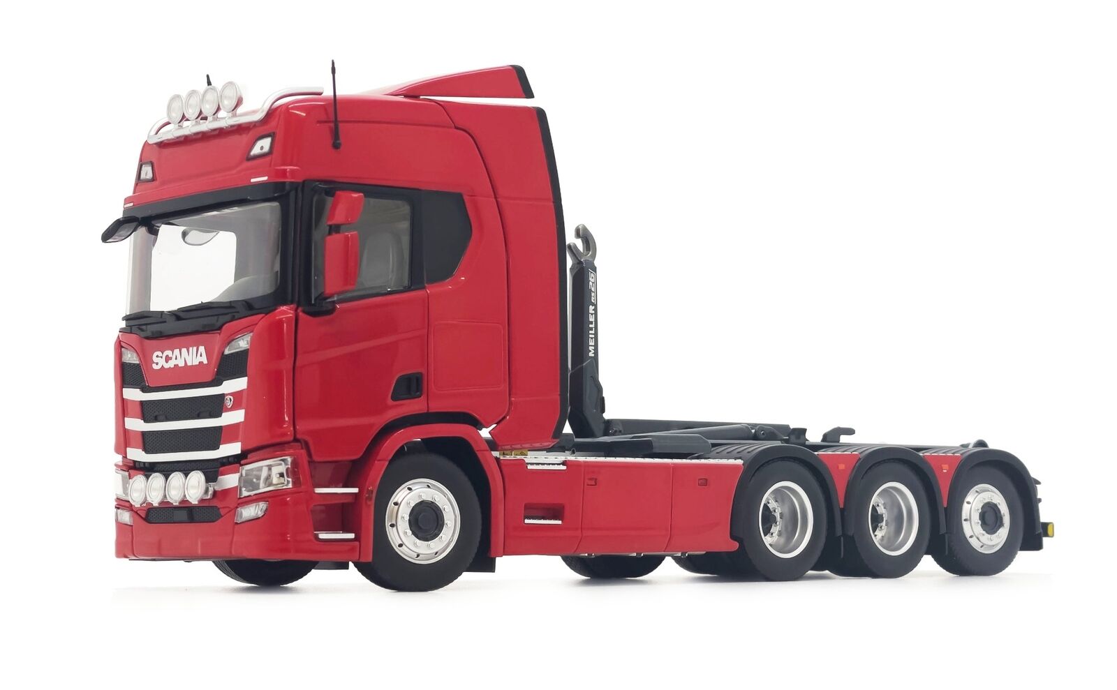 MARGE MODELS, SCANIA R500 8x4 rosso con gancio Meiller, 1/32,  MAR2307-03