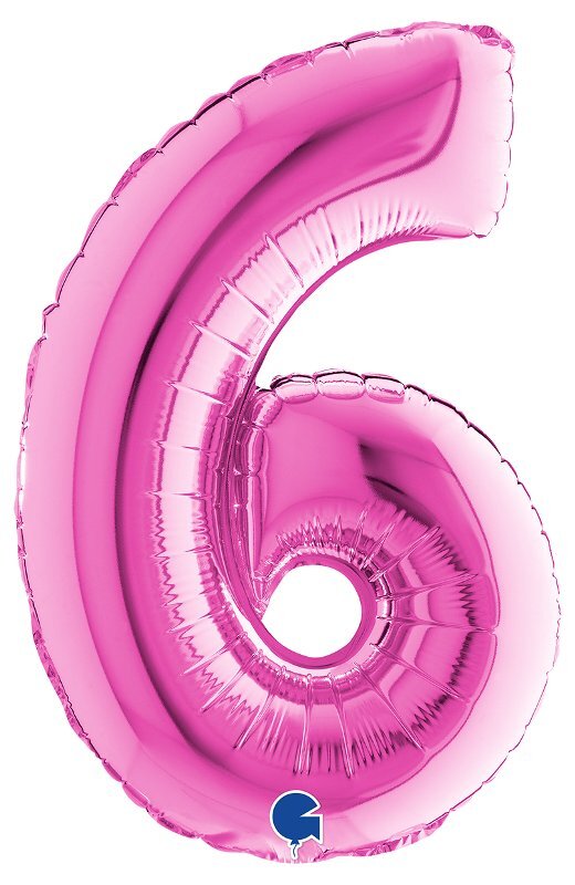 GIOCATTOLO Palloncino Mylar 14'' (35CM) Numero 6 Fuxia