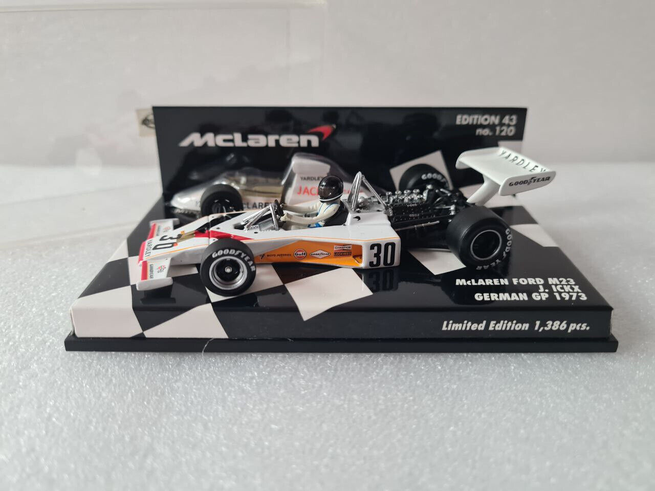 MCLAREN FORD M23 J.ICKX GERMAN GP 1973 LIM.ED. 1386 MINICHAMPS 1:43 530734331
