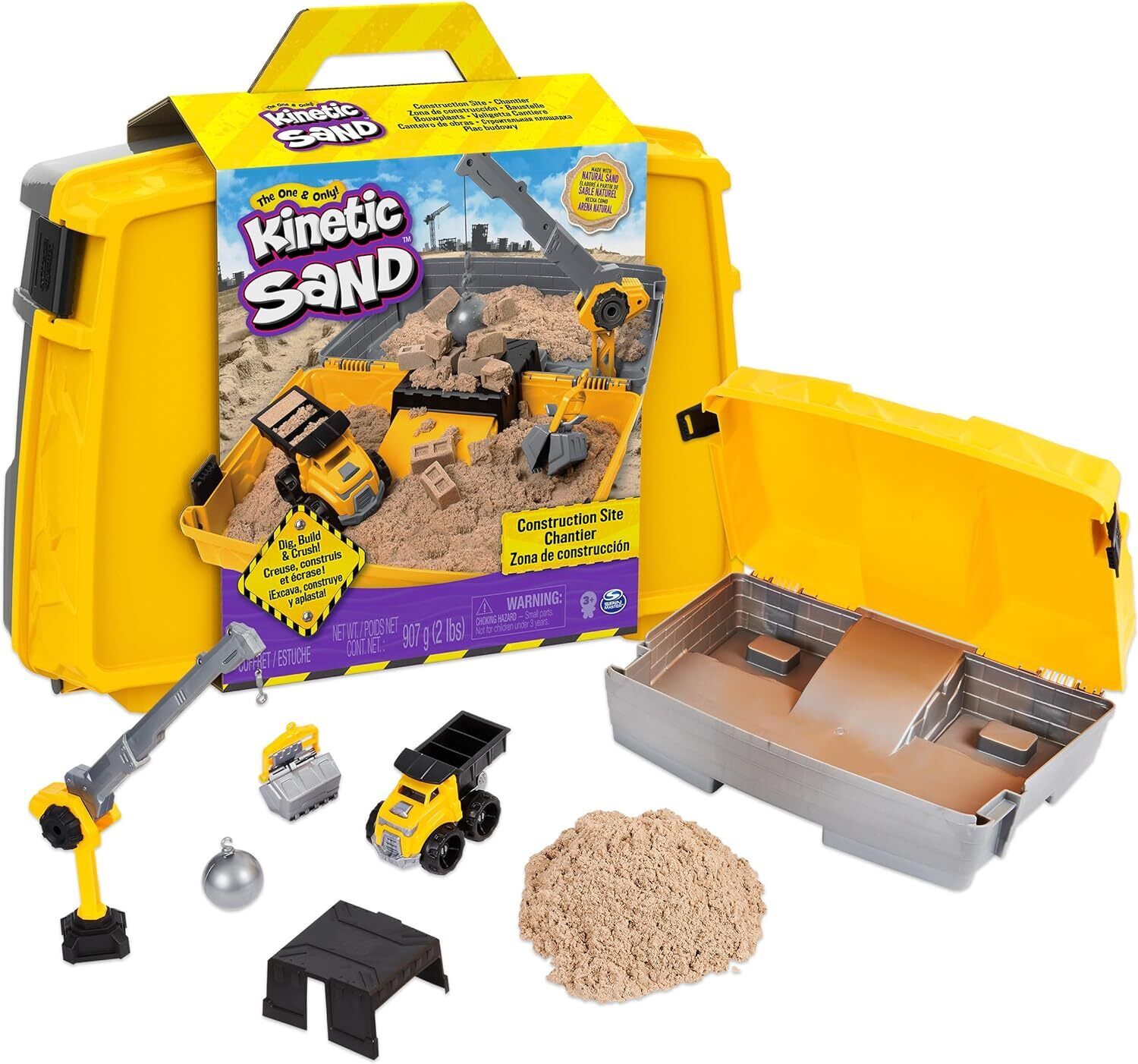 Kinetic Sand Valigetta Cantiere con Veicolo e 907 g di Sabbia, dai 3 Anni -...