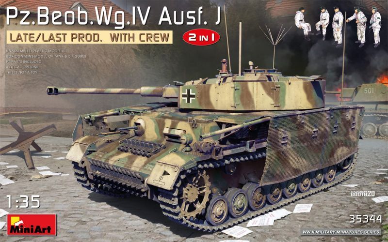 Pz.Beob.Wg.IV Ausf. J Late/Last Prod. 2 In 1 Tank w/ Crew 1:35 Plastic Model Kit