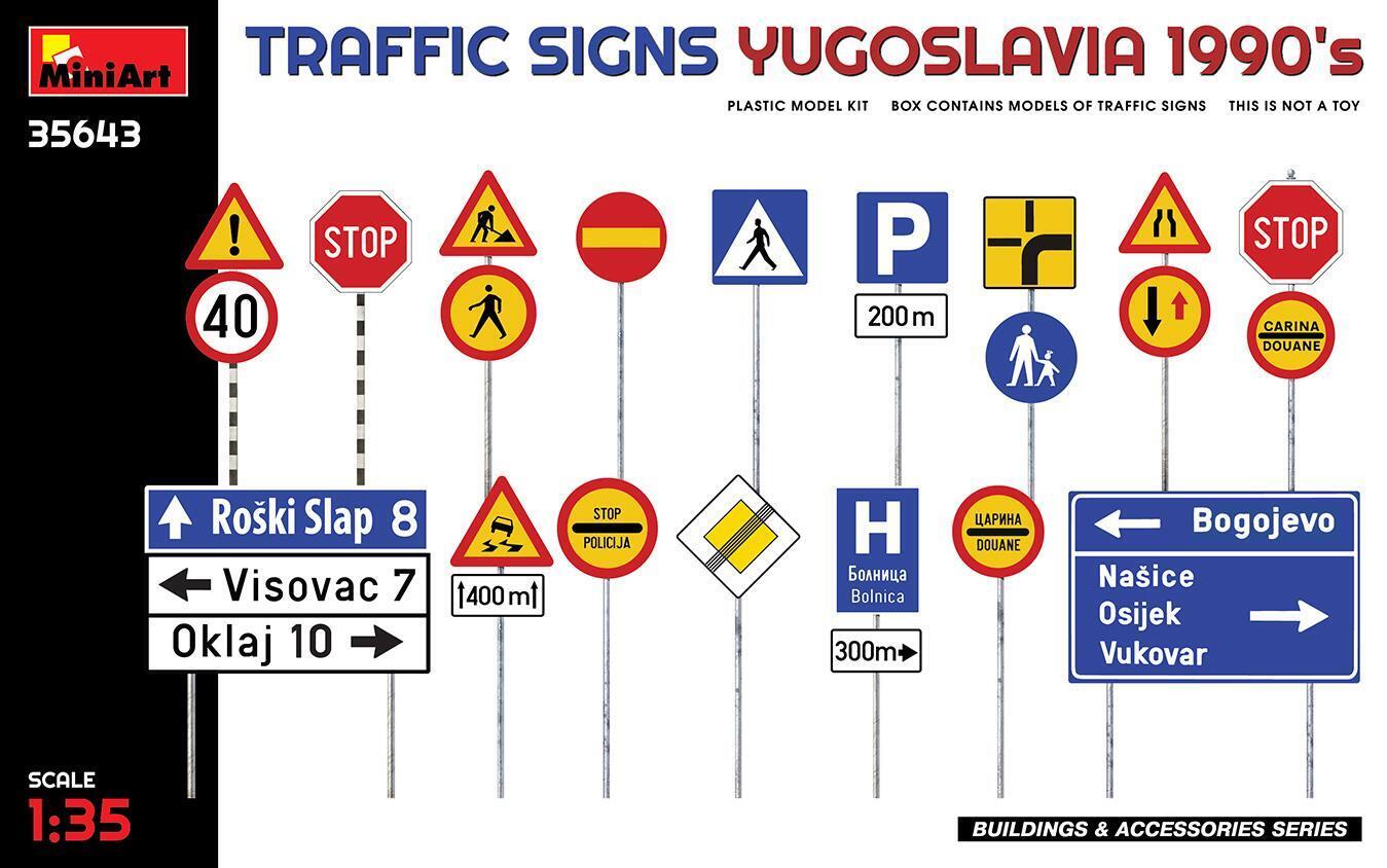 1:35 MINIART Traffic Signs Yugoslavia 1990S Kit MA35643