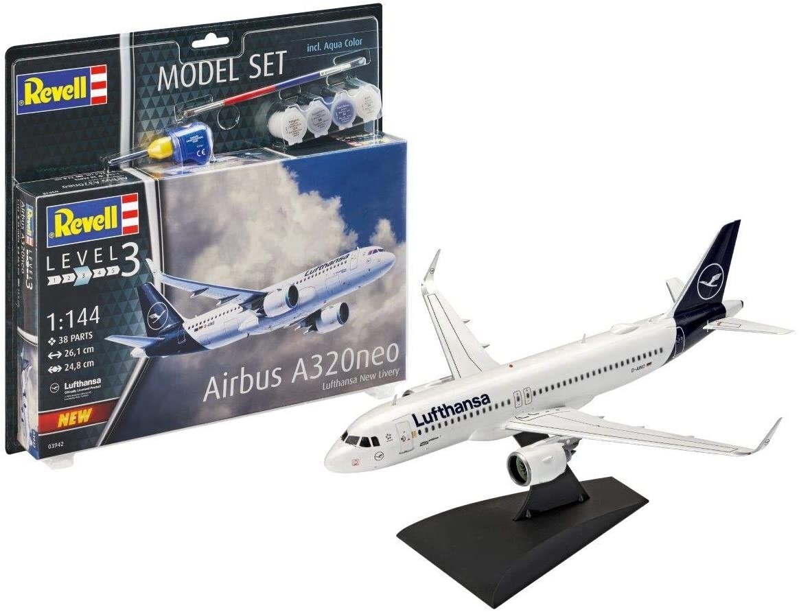 REVELL, Set modellino Airbus A320 neo Lufthansa con verniciatura da assemblar...