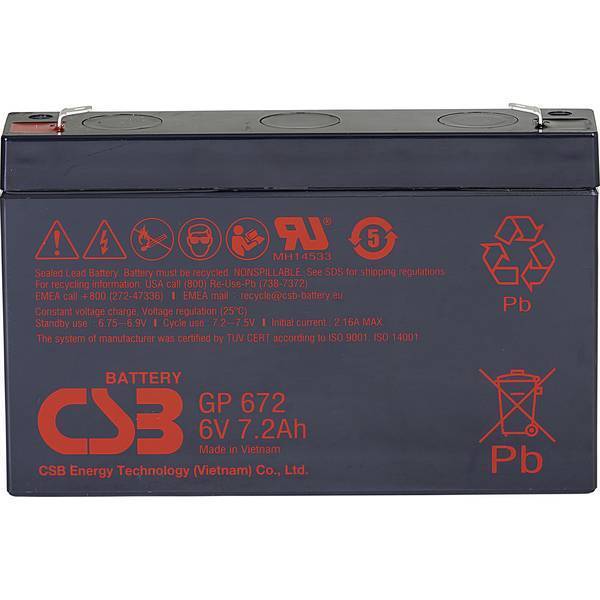 Csb battery gp 672 standby usv gp672f1 batteria al piombo 6 v 7.2 ah piombo-agm