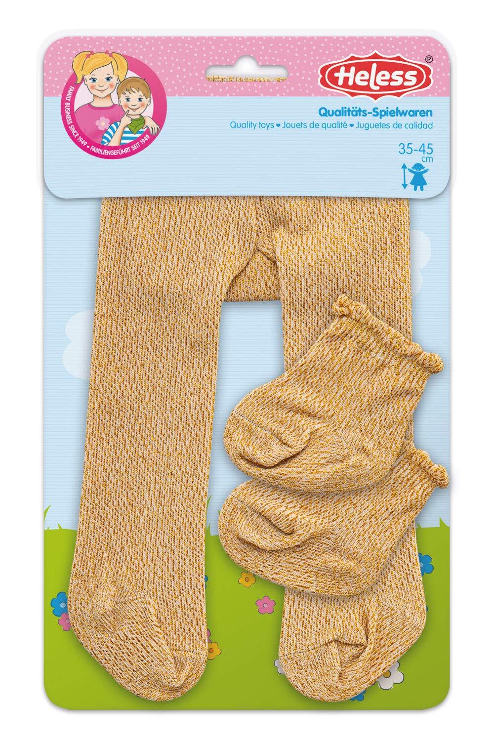 Heless 476 Doll Tights with Socks, Gold, Size 35-45 cm, 35-45