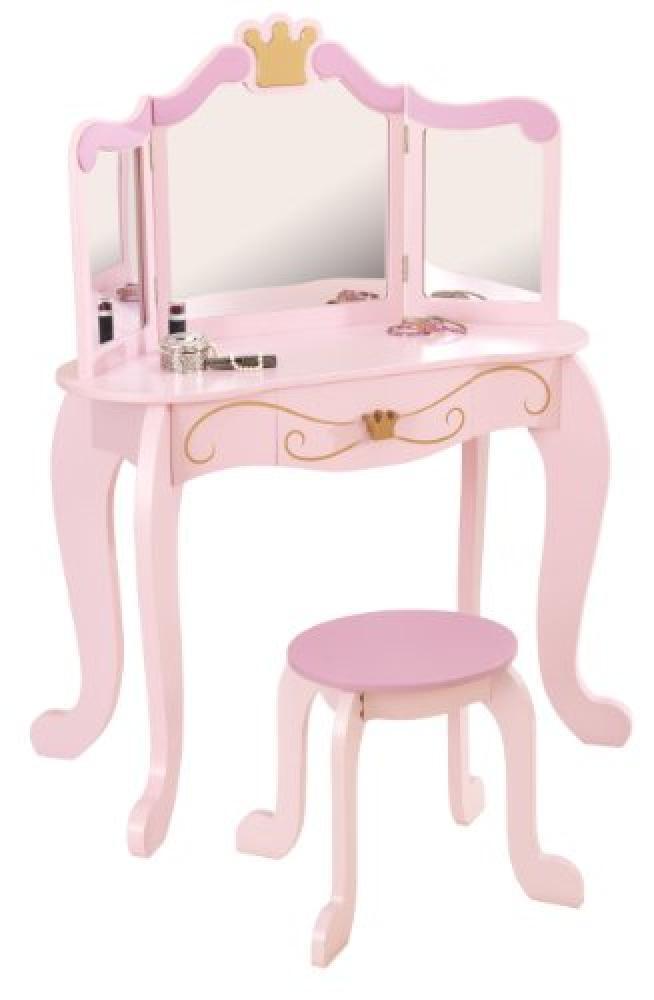 KidKraft 76123 Toeletta con Specchio e Sgabello in Legno Stile Principessa, Mobi