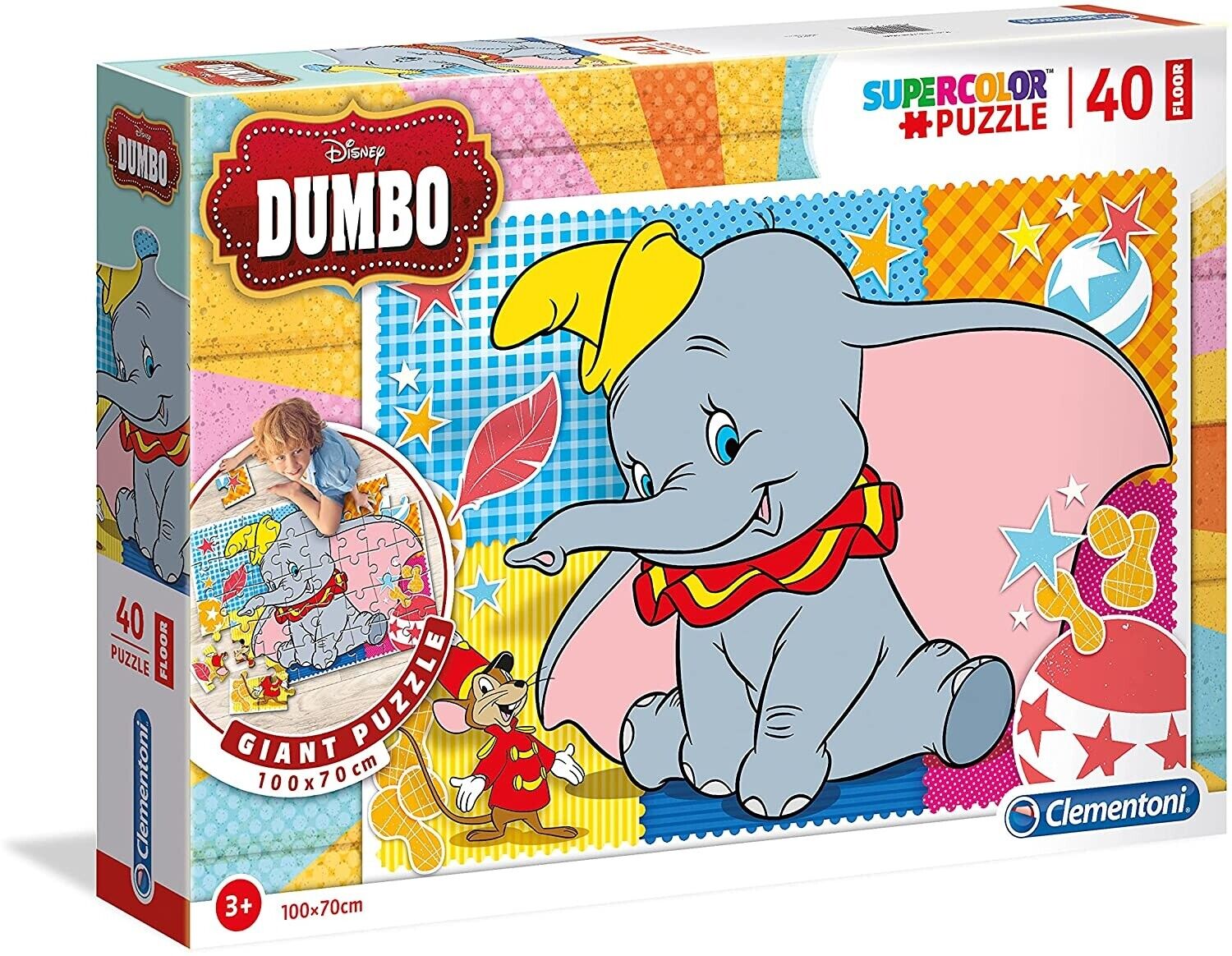 CLEMENTONI, Puzzle di 40 pezzi da fare sul pavimento DUMBO - 100x70 cm, ,  CL...