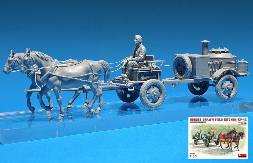 Horses Drawn Soviet Field Kitchen Kp-42 Plastic Kit 1:35 Model MINIART