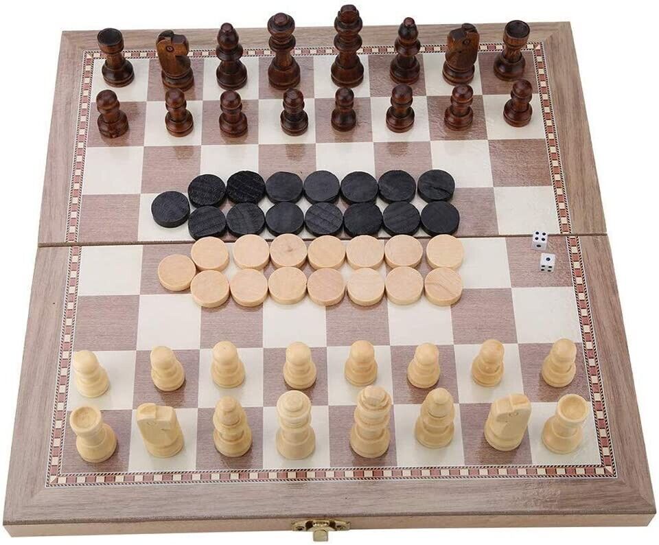 SPIELE SAMMLUNG - SCACCHI - TAVOLA IN LEGNO