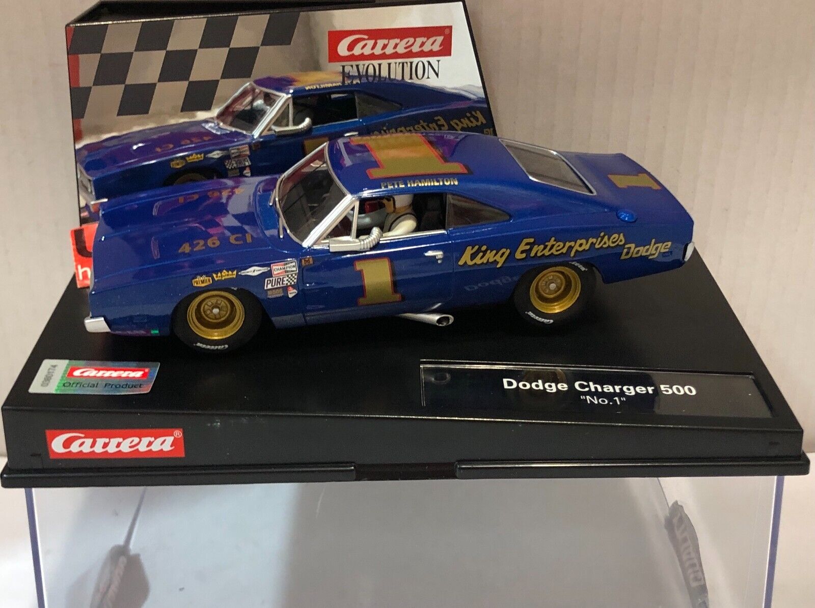 Slot Car carrera evolution 27657 Dodge Charger 500 #1 King Enterprises Hamilton