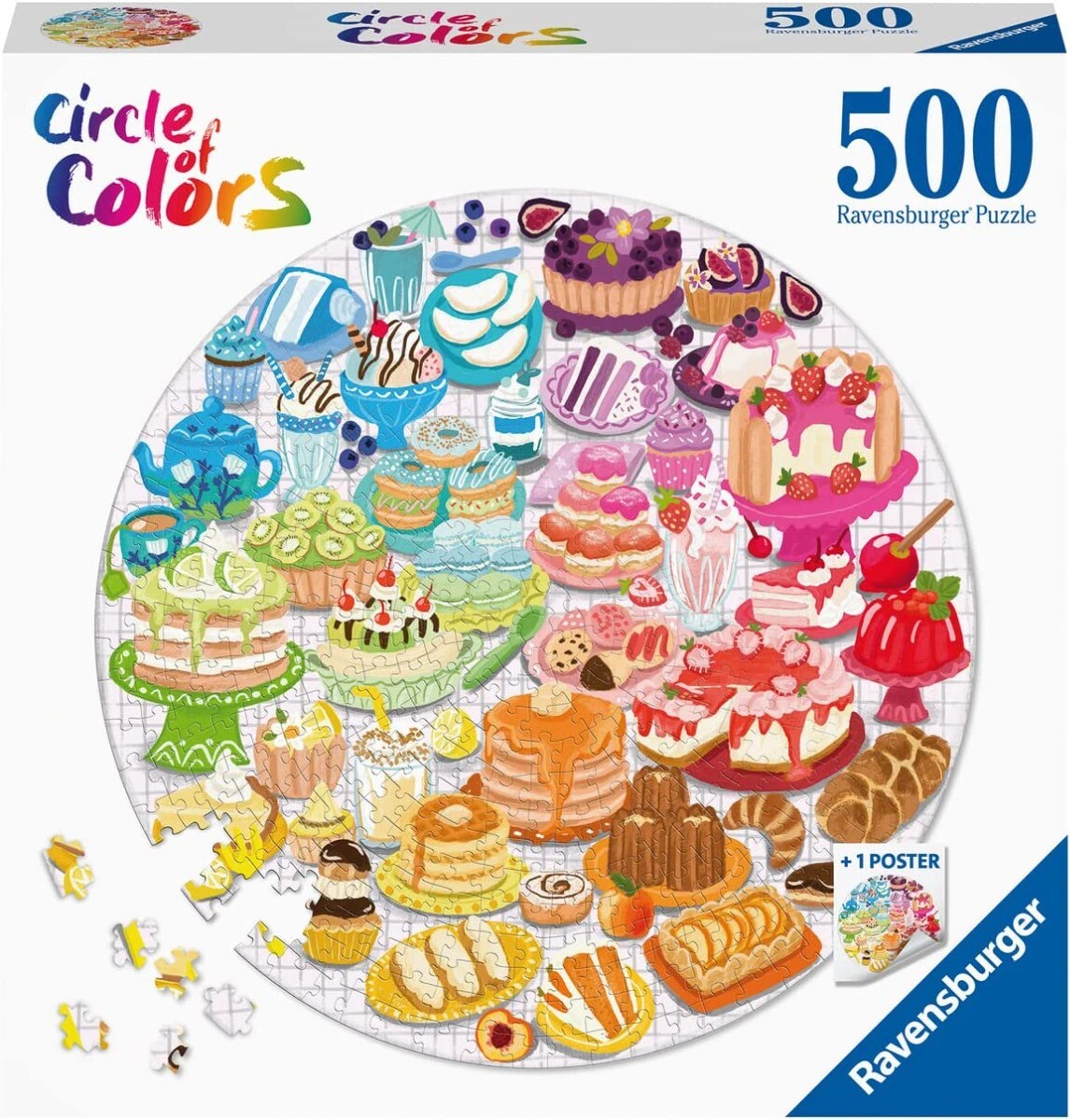 RAVENSBURGER, 500 pezzi Puzzle di dolci e pasticcini Cerchio di colori, ,  RA...