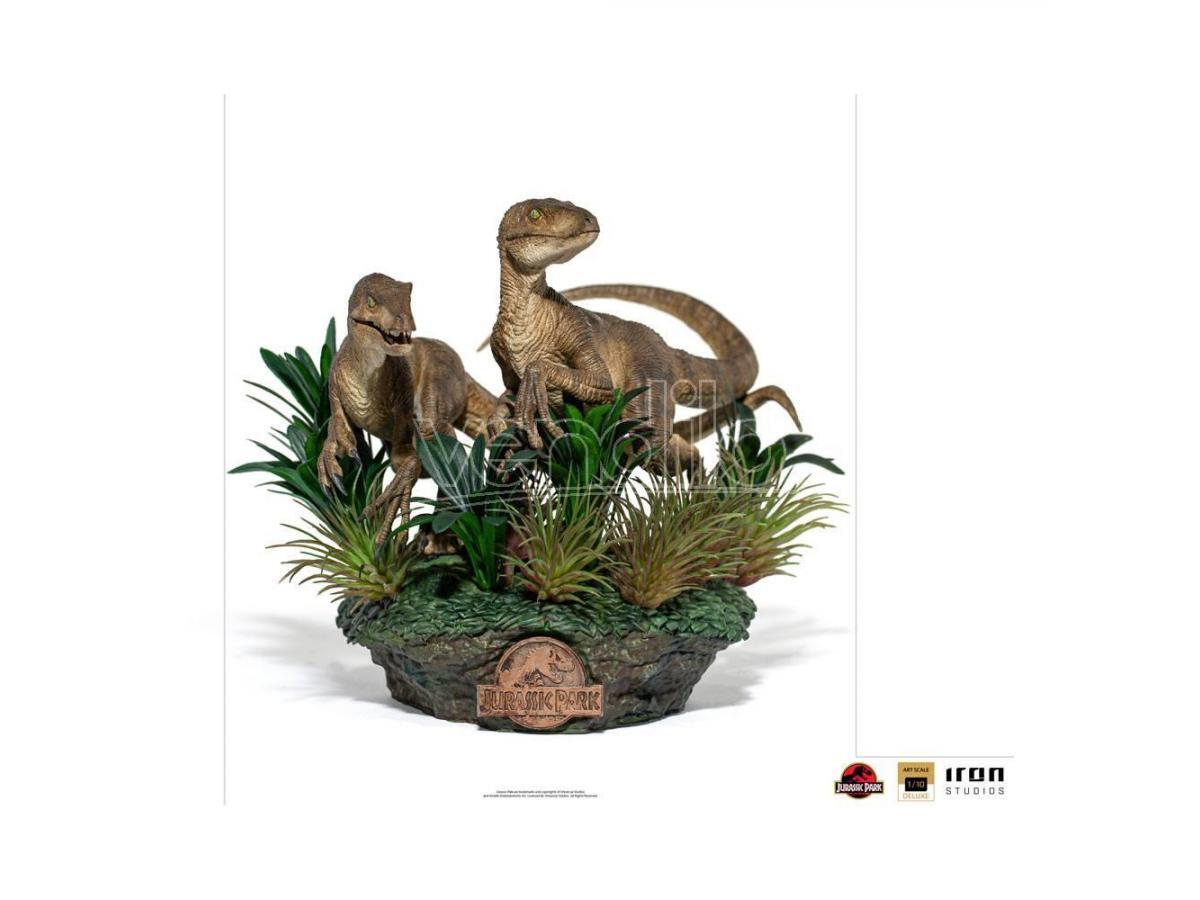 Jurassic Park Deluxe Art Scale Statua 1/10 Just The Two Raptors 20 Cm Iron Studi