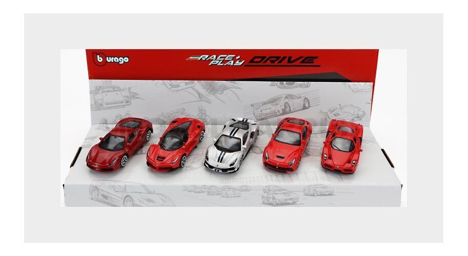 BURAGO BU56125 FERRARI SET 5X 488 GTB ENZO 488 PISTA F-12 BERLINETTA LAFERRARI 1