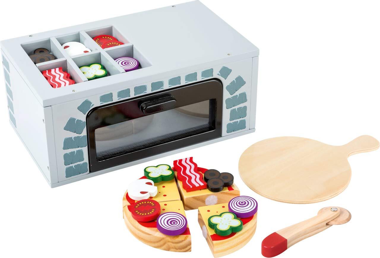 small foot 11204 Wooden pizza oven, ideal for children's kitchens, with pizza, p