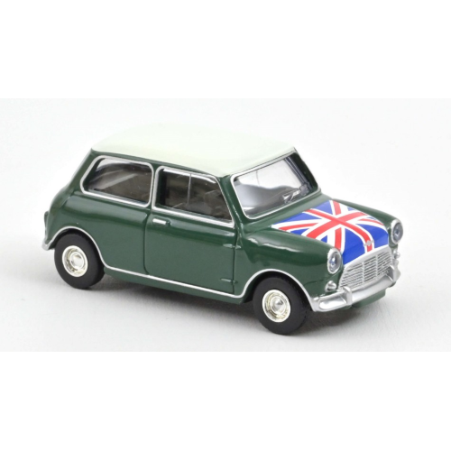 MINI COOPER S 1964 ALMOND GREEN AND FLAG ON BONNET 1:54 Norev Auto Stradali
