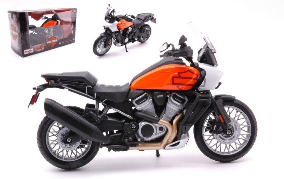 Harley Davidson Pan America 1250 White Orange 1:12 Model 32338 MAISTO