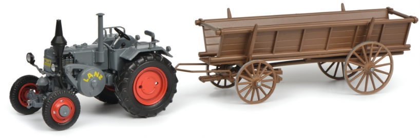 SCHUCO, LANZ BULLDOG e trailer, 1/32,  SCH7702