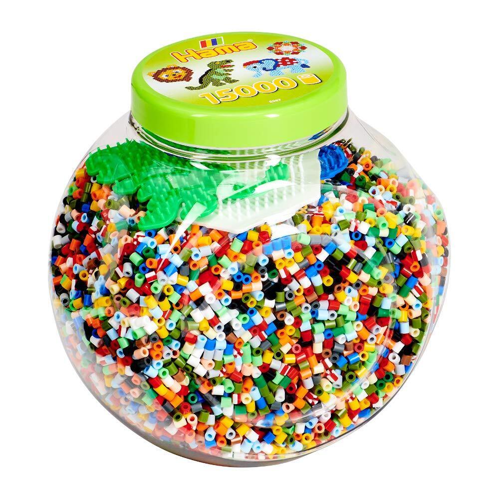 Hama Beads & Pegboards Set, Official Hama Tub Containing 15,000 Beads and 3 Colo